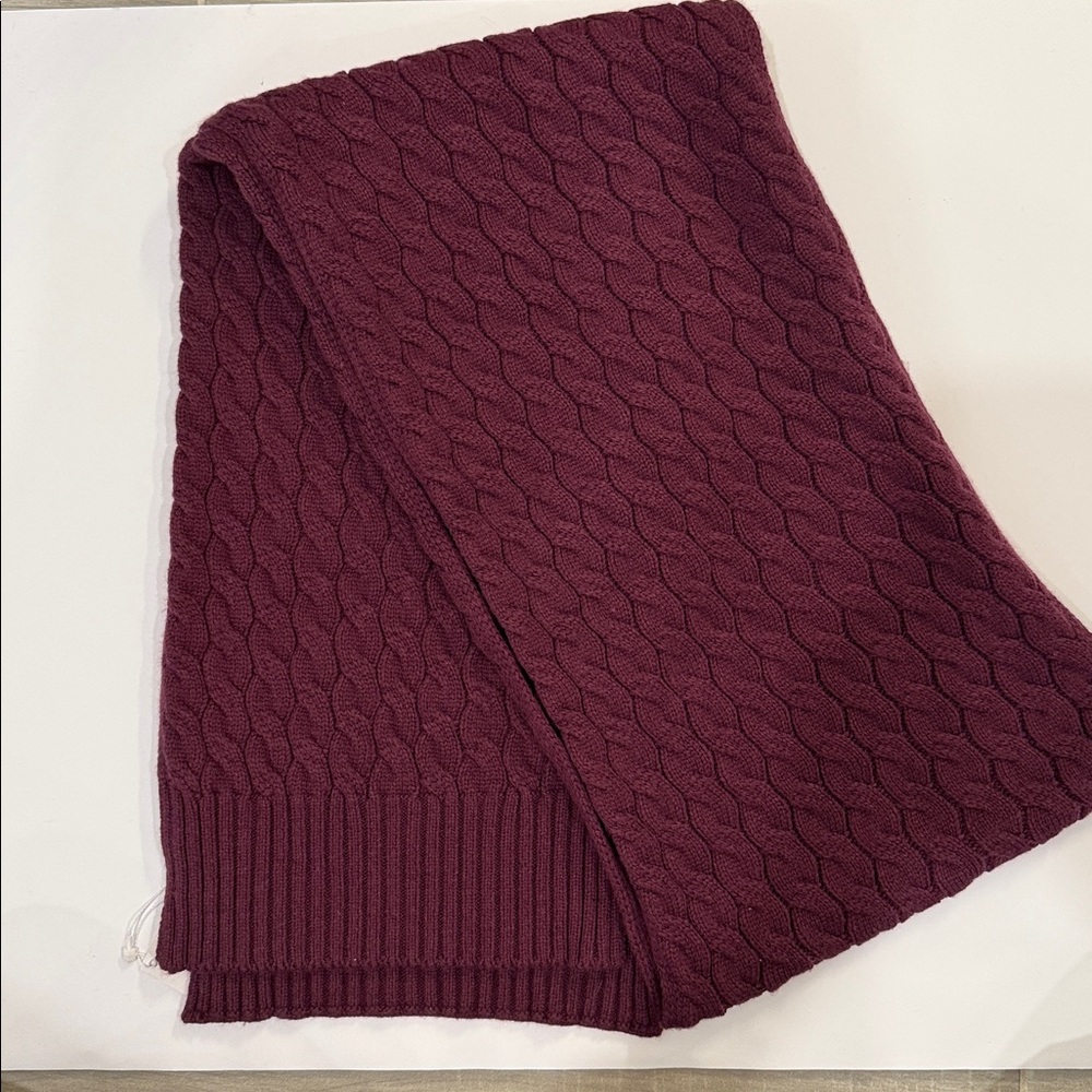Coach Burgundy Cable Knit Scarf - Picture 4 of 7